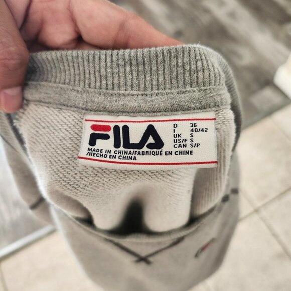 Heather Grey Fila crewneck Sweatshirt Women Size Small - Picture 2 of 4